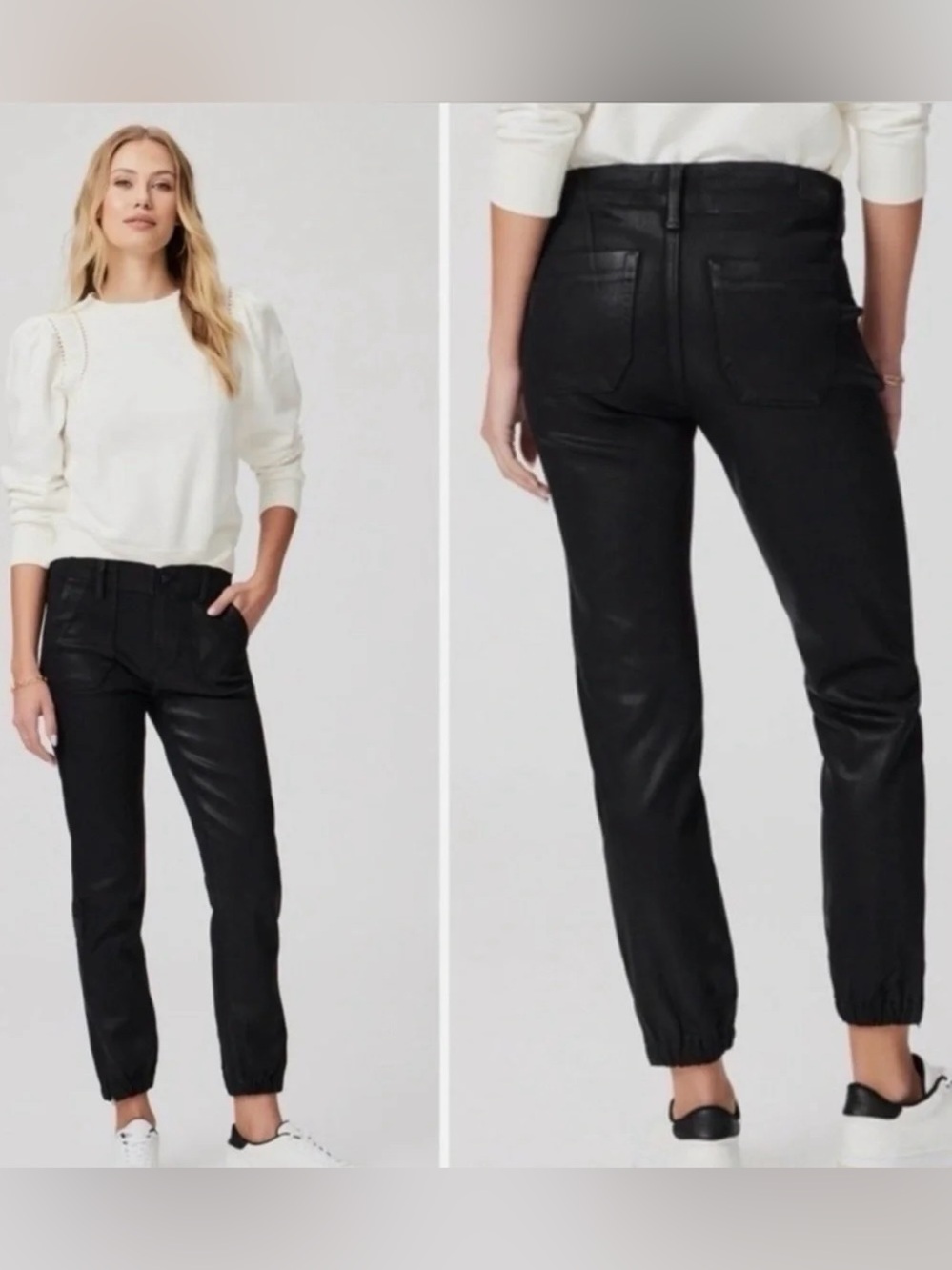 Anthropologie Paige Coated Black Mayslie Jogger Sz 28